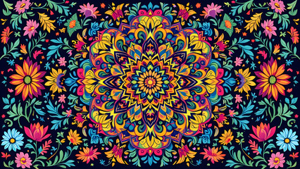 Wallpaper graphics Neon Radiance Mandala