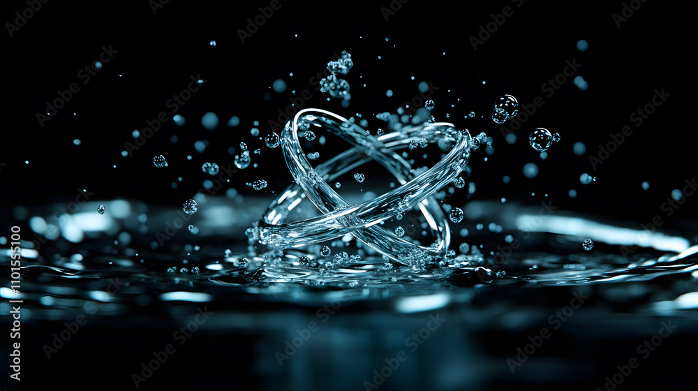 Poster a mesmerizing splash of water creates dynamic shapes and bubbles against a dark backdrop, showcasing