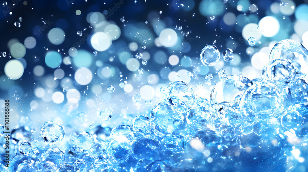 Aufkleber a vibrant close-up of blue water with bubbles, creating a dynamic and refreshing visual effect