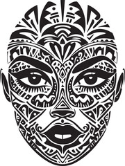 Woman Face Icon Silhouette black and white