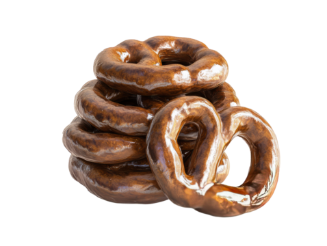 salted pretzel isolated on white or transparent