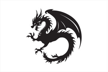 Dragon Silhouettes Illustration, EPS and Vector Format Free Download