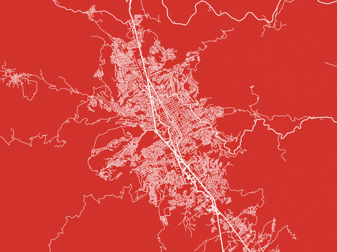 Christmas Map of Chilpancingo, Mexico in Snowy White on Festive Red Background.