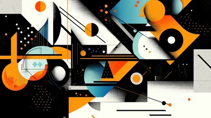 Obraz premium Abstract geometric composition featuring vibrant colors and dynamic shapes.