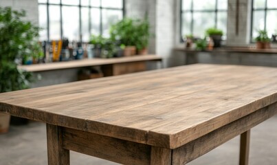 Fototapeta premium Vintage workshop with rustic workbench, nostalgic atmosphere, featuring tools and equipment Colors: earthy browns, grays 