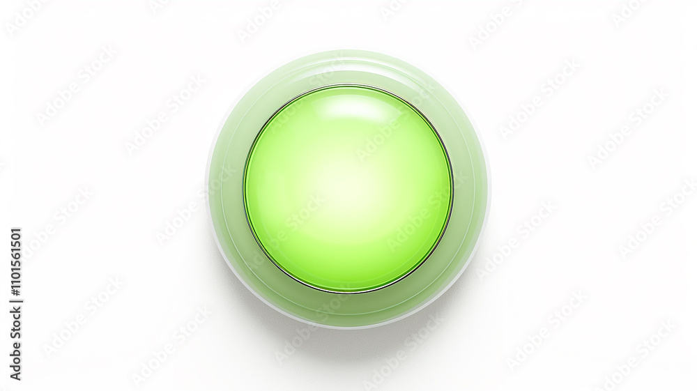 Fototapete green light fluorescent button isolated on the background of computer graphics website design
