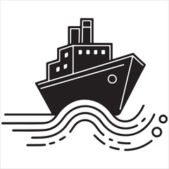 Fototapeta premium boat icon, boat icon vector, in trendy flat style isolated on white background, boat icon illustration, sailing ship silhouette logo, Sailboat icon silhouette, Boat with sail logo.