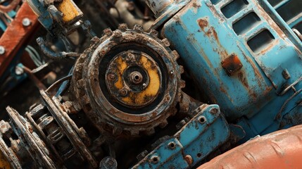 Rusted Industrial Machinery in Close-Up: A Study in Decay and Engineering Artistry