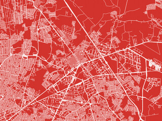 Christmas Map of Ciudad Apodaca, Mexico in Snowy White on Festive Red Background.