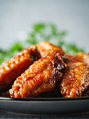 Spicy Buffalo Wings with BBQ Sauce, Crispy Grilled Chicken Appetizer, Perfect for Dinner or Snack