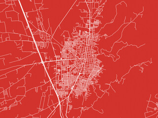Christmas Map of Ciudad Guzman, Mexico in Snowy White on Festive Red Background.