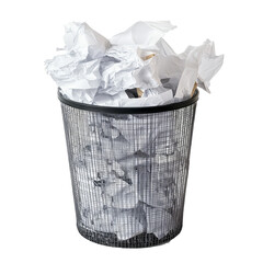 trash bin with paper