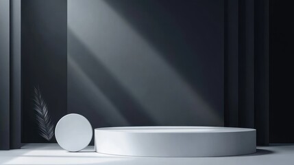 Minimalist Studio Scene With White Platform And Circle