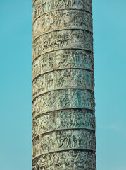 The Vend&ocirc;me Column, a monument erected by order of Napoleon Bonaparte to celebrate his victory at the Battle of Austerlitz, Paris, France