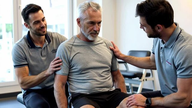 Physical therapy session focused on improving senior mobility and strength