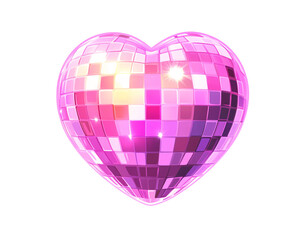 a pink heart with a mirror ball