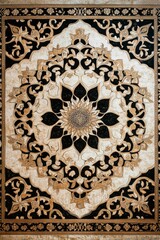 Intricate floral inlay, black and beige.