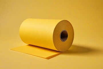 yellow paper roll on yellow background with copy space for text