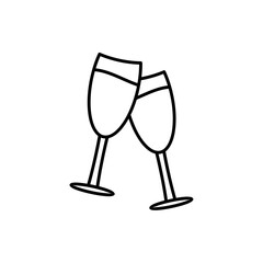 champagne glass icon, line vector isolated on white background. trendy and modern design