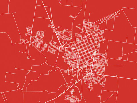 Christmas Map of Ciudad Mante, Mexico in Snowy White on Festive Red Background.