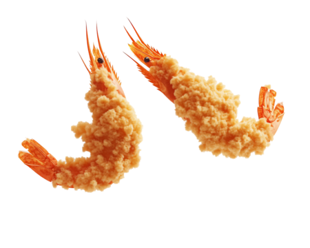 a couple of shrimps with a white background