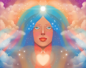 meditation and spirituality. girl yoga and buddhism. third eye