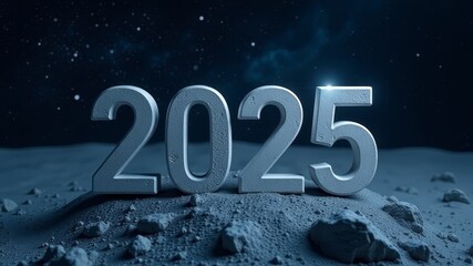 numbers 2025 standing on the moon