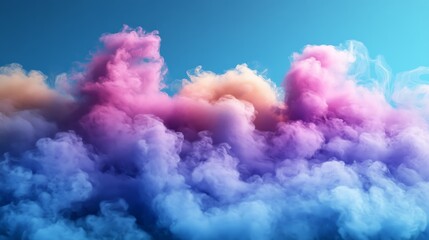 Fototapeta premium Colorful smoke clouds against a vibrant blue sky.