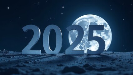 numbers 2025 standing on the moon