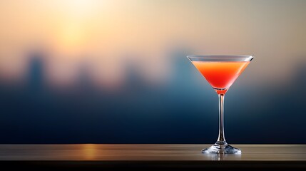 Exotic cocktail with layers of vivid colors in a martini glass on a polished bar, perfect for summer evenings