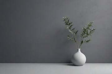 there is a white vase with a plant in it on a table