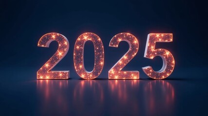 The numbers 2025 standing on the floor among the stars.
