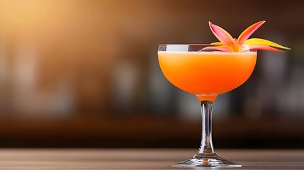 Vibrant margarita in a clear glass with an edible flower garnish on a colorful bar, perfect for summer celebrations