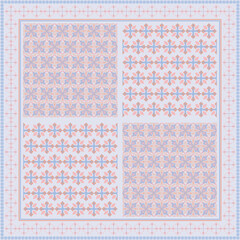 Hijab scarf flower abstract pattern.Ethnic geometric ornament with frame motif border hijab pattern.Design for fabric,print,scarves,shawl,kerchief,bandana,clothing,pareo,pillows,tablecloth,decoration.