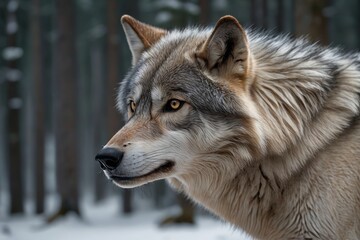 there is a wolf that is standing in the snow