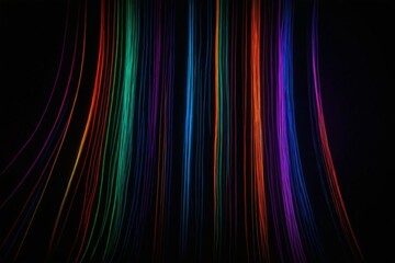 a close up of a colorful light streaks on a black background