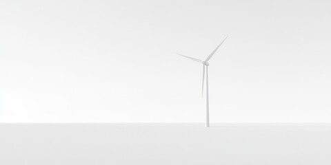 Minimalist White Wind Turbine on Plain Background