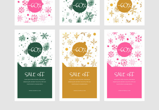 Set Of Snowflake Social Media Layouts With Two Sizes