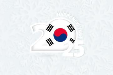 New Year 2025 for South Korea on snowflake background. © boldg