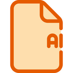 Obraz premium Document illustration with a corner folded over, featuring a stylized letter 'AI' in a simplified design