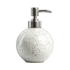 Decorative ceramic soap dispenser with speckled design isolated on transparent background png