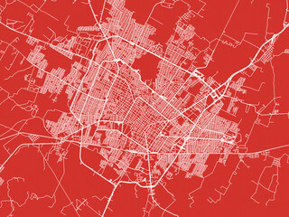 Christmas Map of Colima, Mexico in Snowy White on Festive Red Background.