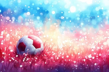 Naklejka premium Soccer Ball on Blurred Background with Colorful Bokeh