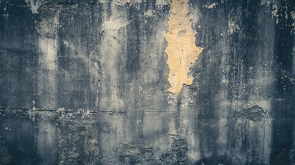 Rugged dark gray cement wall with weathered texture and peeling paint revealing a pale area, showcasing a blend of rough surfaces and age.