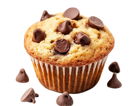 a muffin with chocolate chips