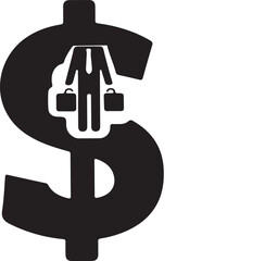  money-minded career icon with money icon in vector style, silehoutte. man with ambition or money logo design