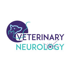 Obraz premium Veterinary neurology logo design idea. Cat and dog simple design. Brain diseases in cats and dogs. Veterinary clinic logo.