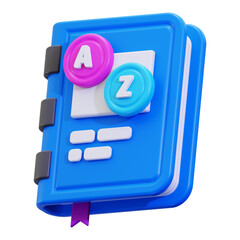 3d Dictionary icon. perfect for education, learning, reading, literacy, school supplies, and study concepts
