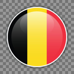 Belgian flag icon on checkered background. Vector icon for mobile apps, UI or web design