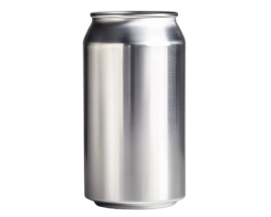 a silver can with a black lid